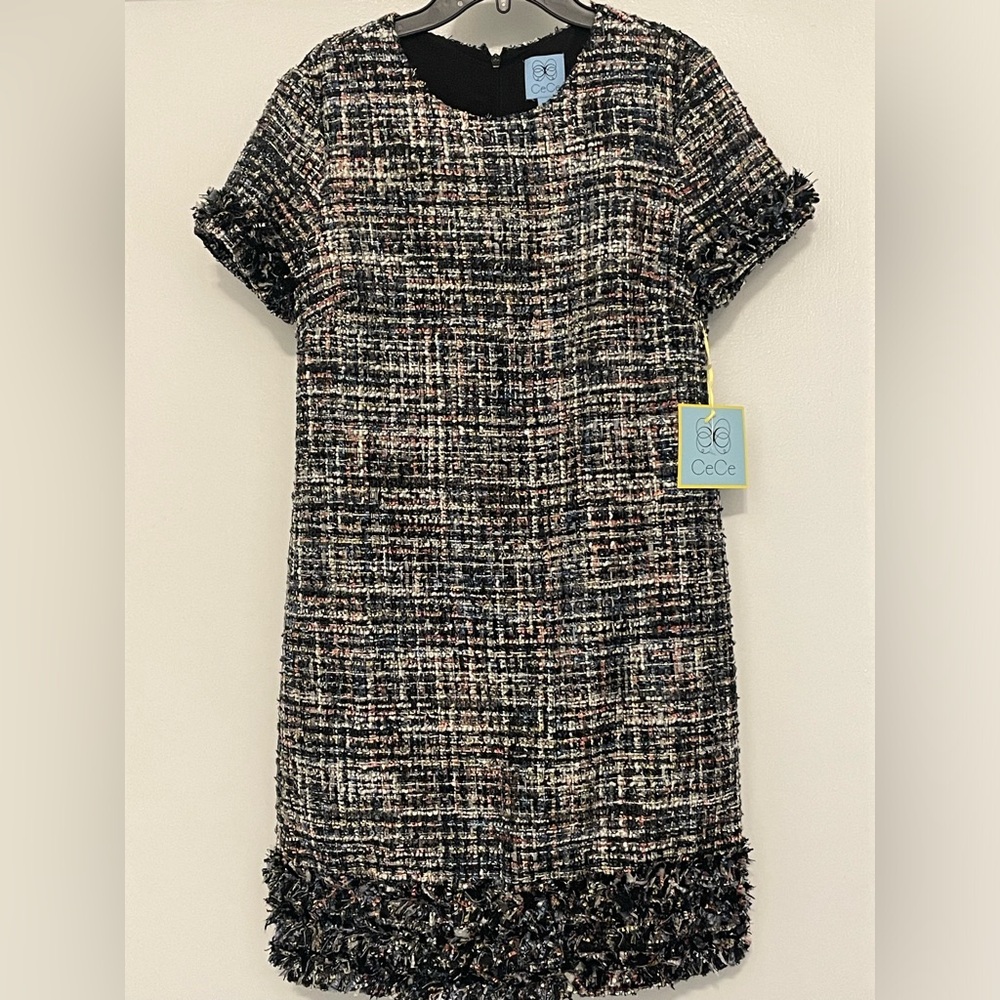Never worn Cece tweed dress! Beautiful details, color scheme with hidden zipper!